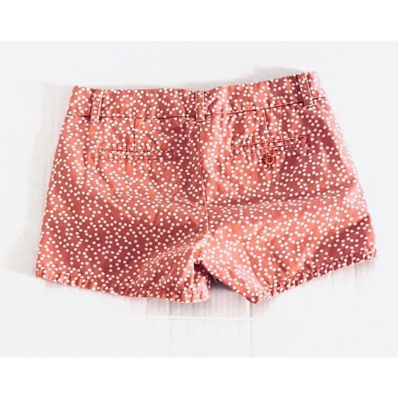 J Crew | Womens Drifting Dot Chino Shorts Size 2 Orange Cotton Stretch Low Rise - Picture 3 of 8